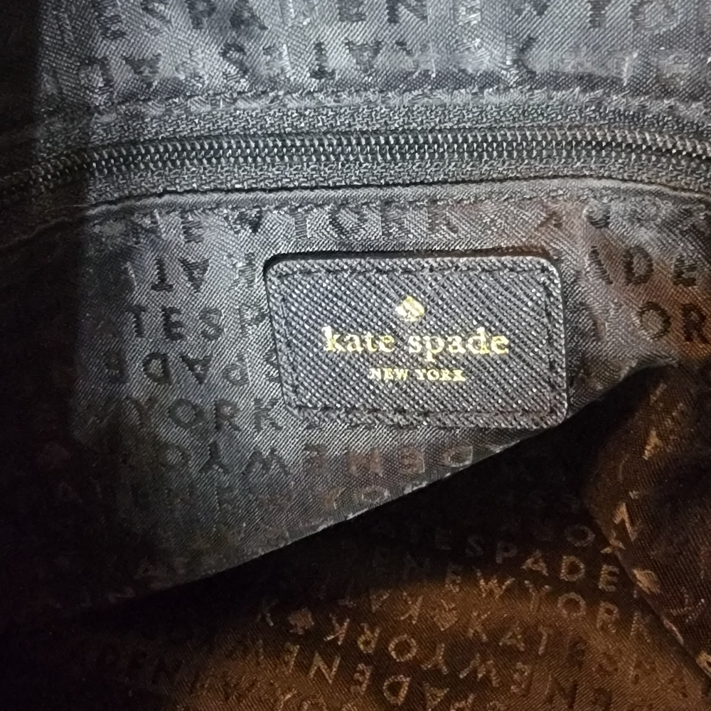 Kate Spade Laurel Way Jeweled Large Hadlee Black Leather Bag 11.5"‎ X 10" EUC - Picture 4 of 16